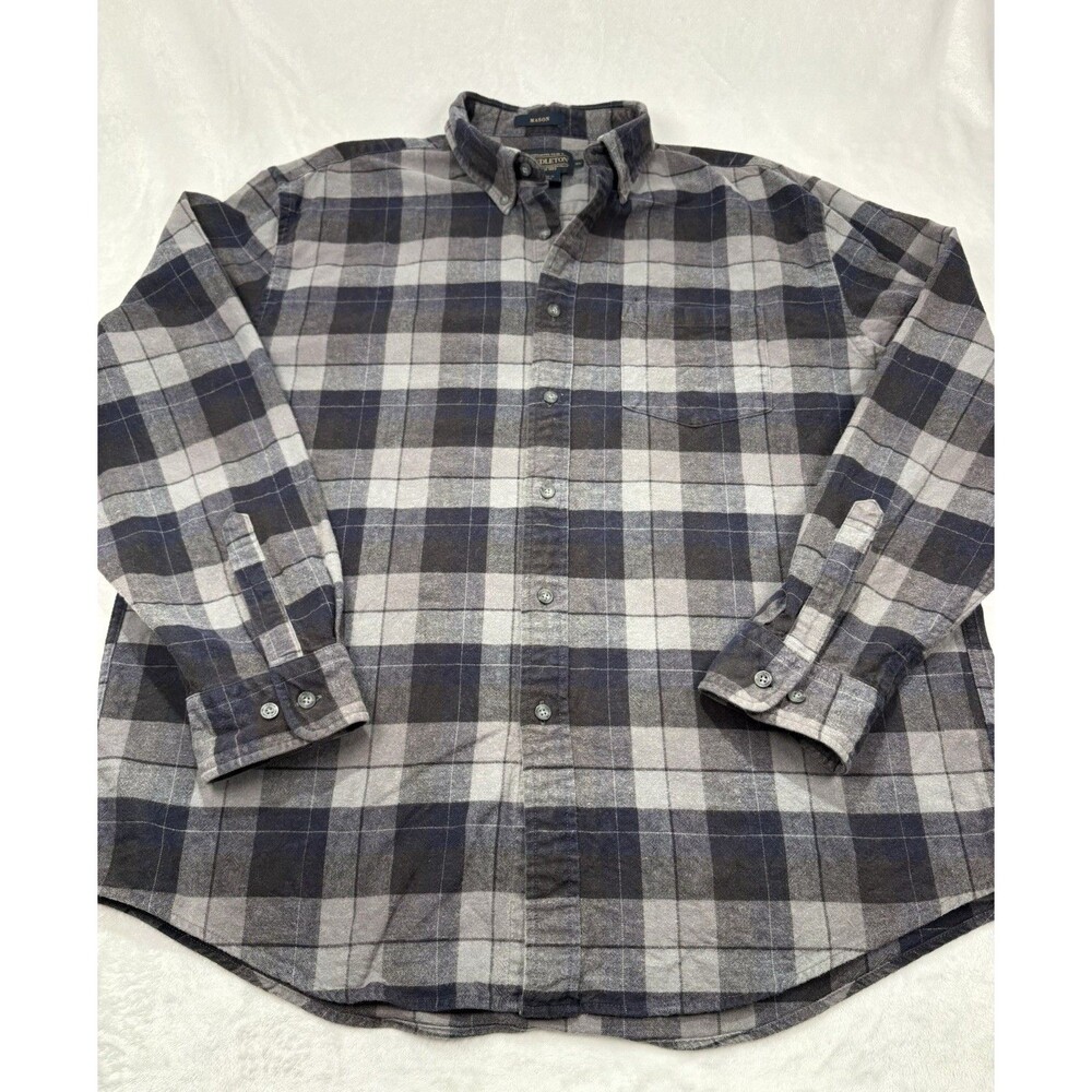 Pendleton Flannel Shirt Men’s Sz XL Grey Windowpane Plaid Long Sleeve Dad